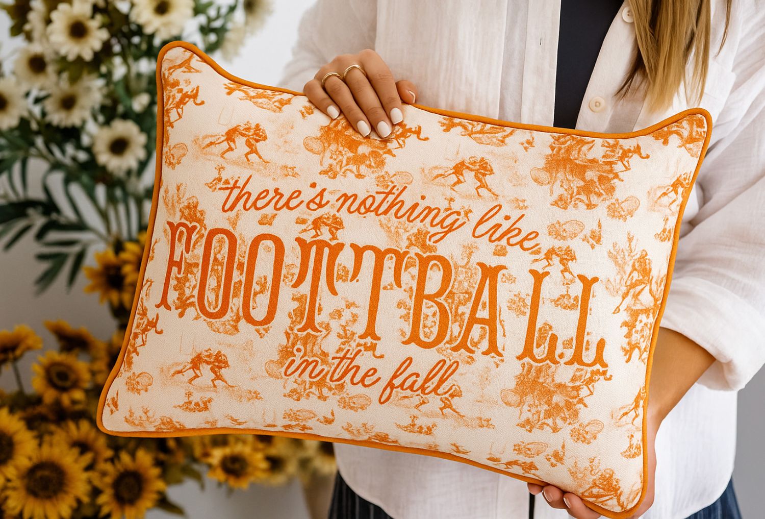 Football in the Fall Toile Pillow