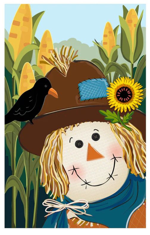 Scarecrow &amp; Friend Applique Garden Flag