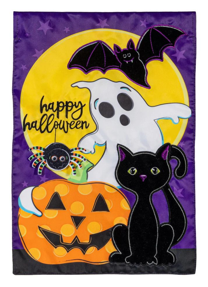 Halloween Friends Applique Garden Flag