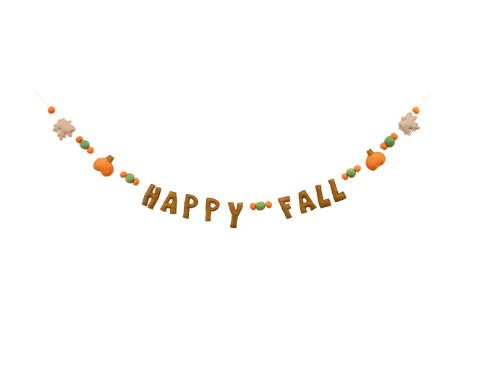 Happy Fall Pumpkin Leaves Banner