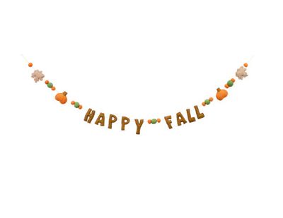 Happy Fall Pumpkin Leaves Banner