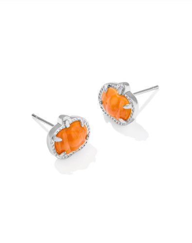 The Pumpkin Stud Earring Silver Orange Mother of Pearl