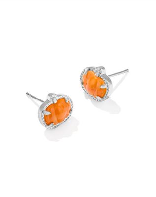 The Pumpkin Stud Earring Silver Orange Mother of Pearl