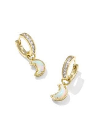 The Moon Huggie Earring Gold White Mix