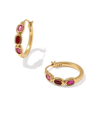 The Mini Elisa Hoop Earrings Vintage Gold Pink Mix