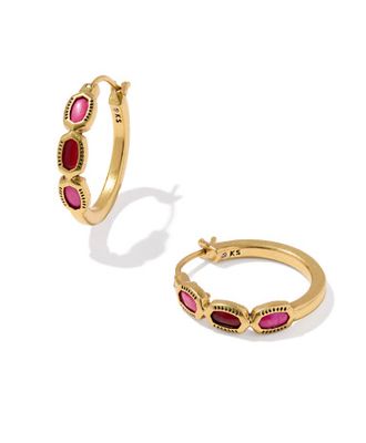The Mini Elisa Hoop Earrings Vintage Gold Pink Mix