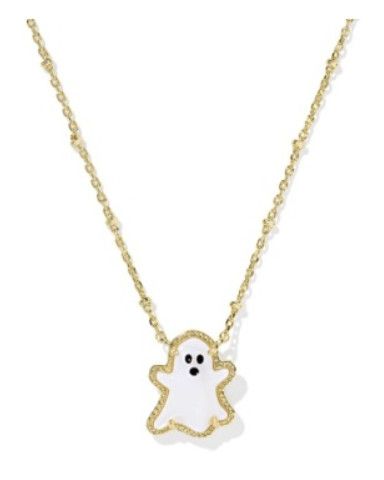 Ghost Short Pendant Necklace in Gold White Mother of Pearl