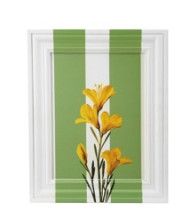 Painted Frame Botanical Yellow Lilies Green &amp; White Stripe