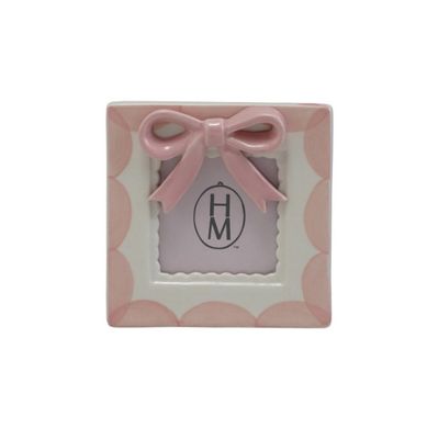 Stoneware 3D Pink + White Bow Frame