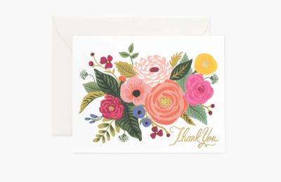 Rifle Juliet Rose thank you card with delicate rose illustration, elegant card for expressing gratitude
