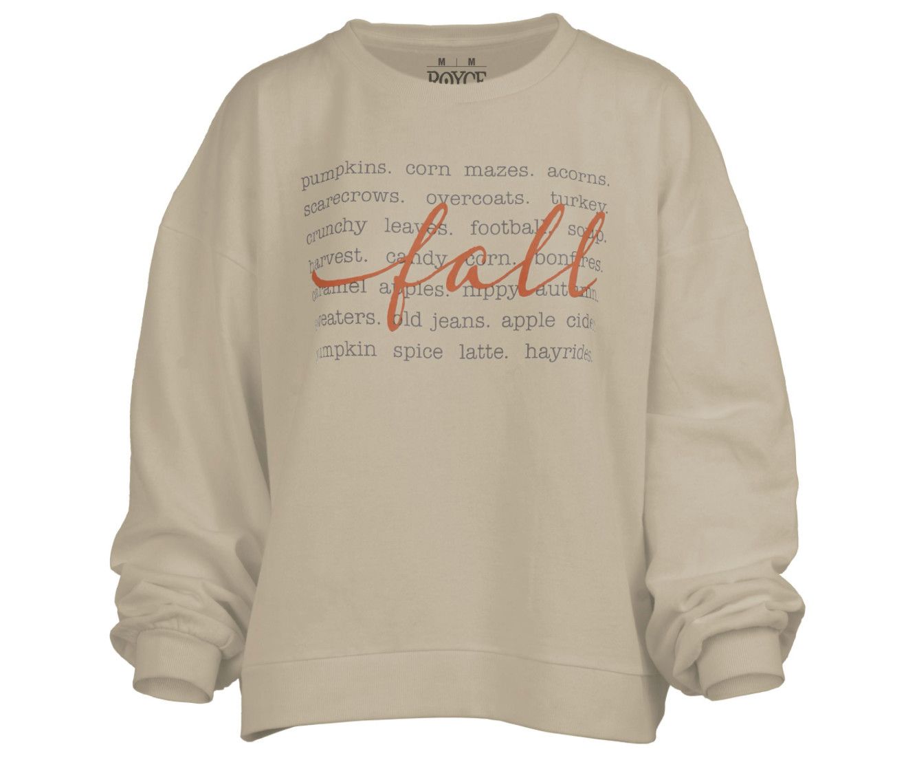 The Royce Fall Words Sweatshirt, Size: S