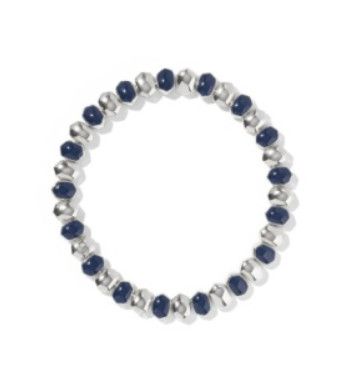 The Daphne Enamel Stretch Bracelet in Silver Navy Enamel