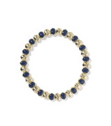 The Daphne Enamel Stretch Bracelet in Gold Navy Enamel