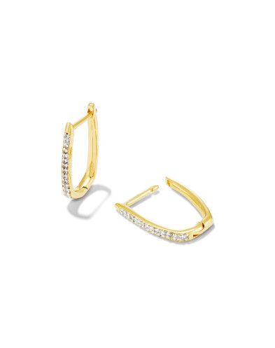 The Ellen Luxe Huggie Earring 18K Gold White Saphire