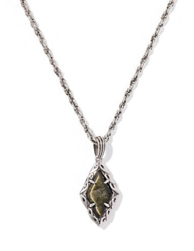 The Adeline Pendant Necklace Vintage Silver Golden Obsidian