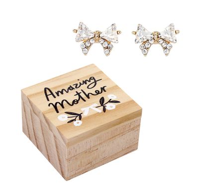 Boxed Bow Earrings | Amazing Mother