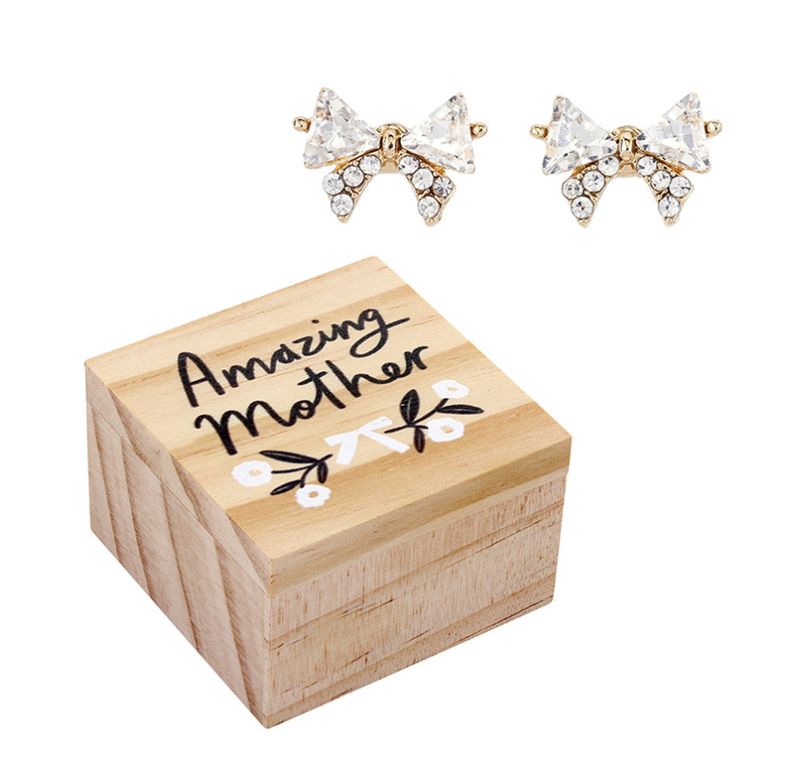 Boxed Bow Earrings | Amazing Mother
