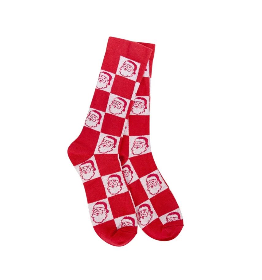 World&#39;s Softest Holiday Crew Sock, Color: Santa Check