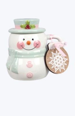 Pastel Lidded Snowman Mug | Green