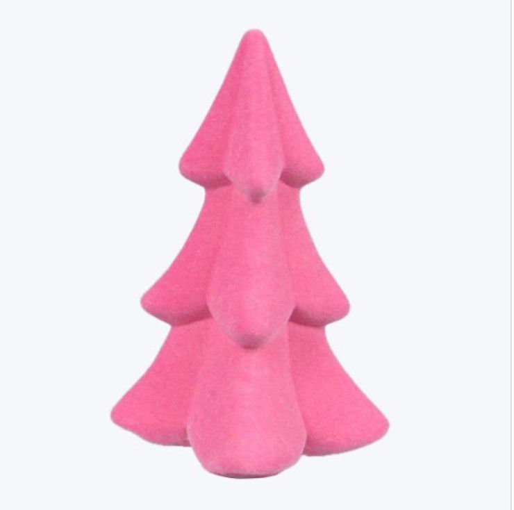 Ceramic Flocked Tree Hot Pink Small