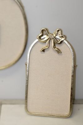 Gold Metal Tabletop Bow Bulletin Board