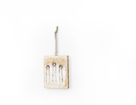 Handpainted Wood Angel Trio Ornament