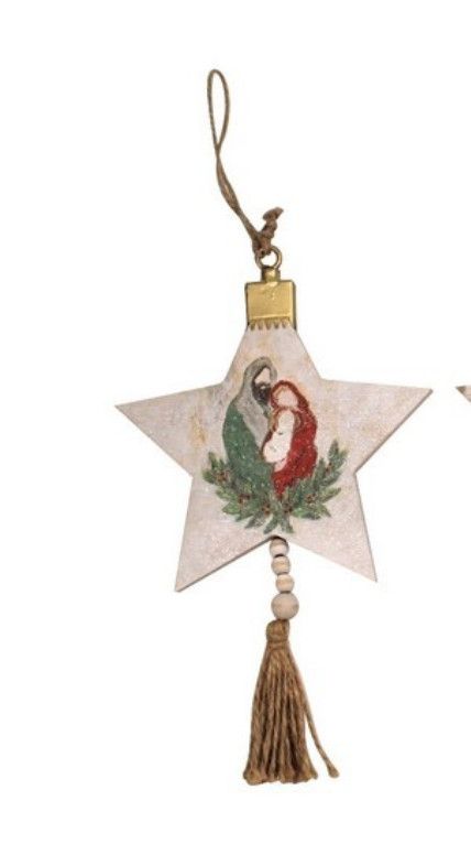 Holy Family Wood Star Ornament