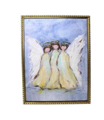 Framed Molded Metal Angel Trio