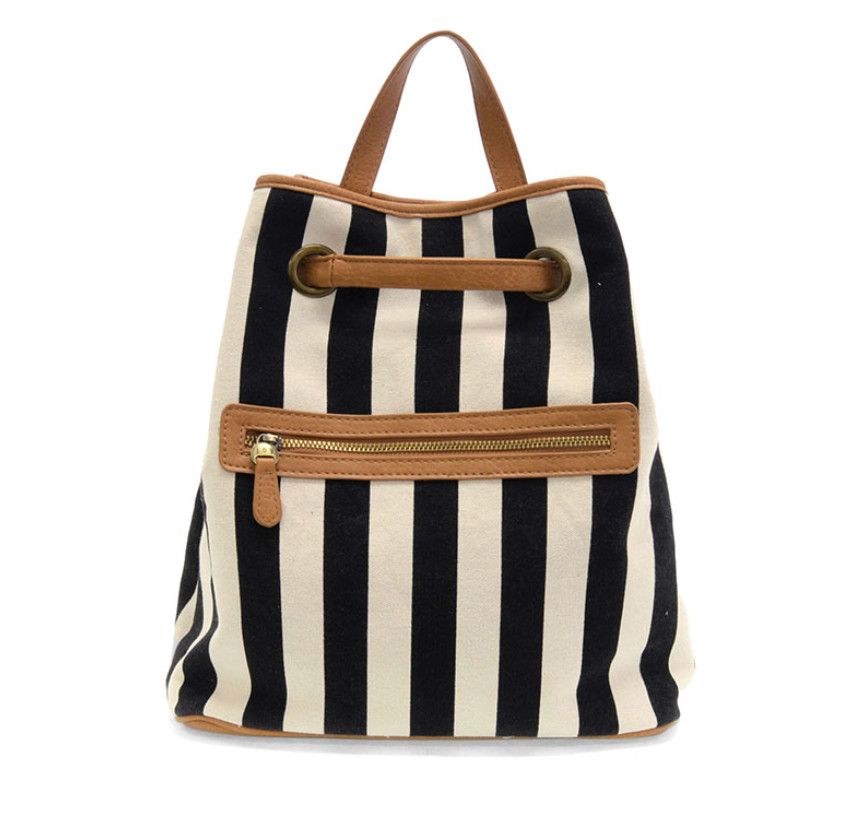 Awning Stripe Canvas Backpack | Black