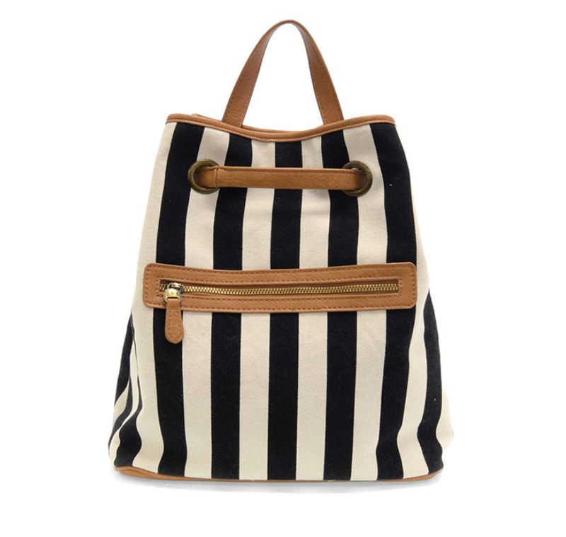 Awning Stripe Canvas Backpack | Black