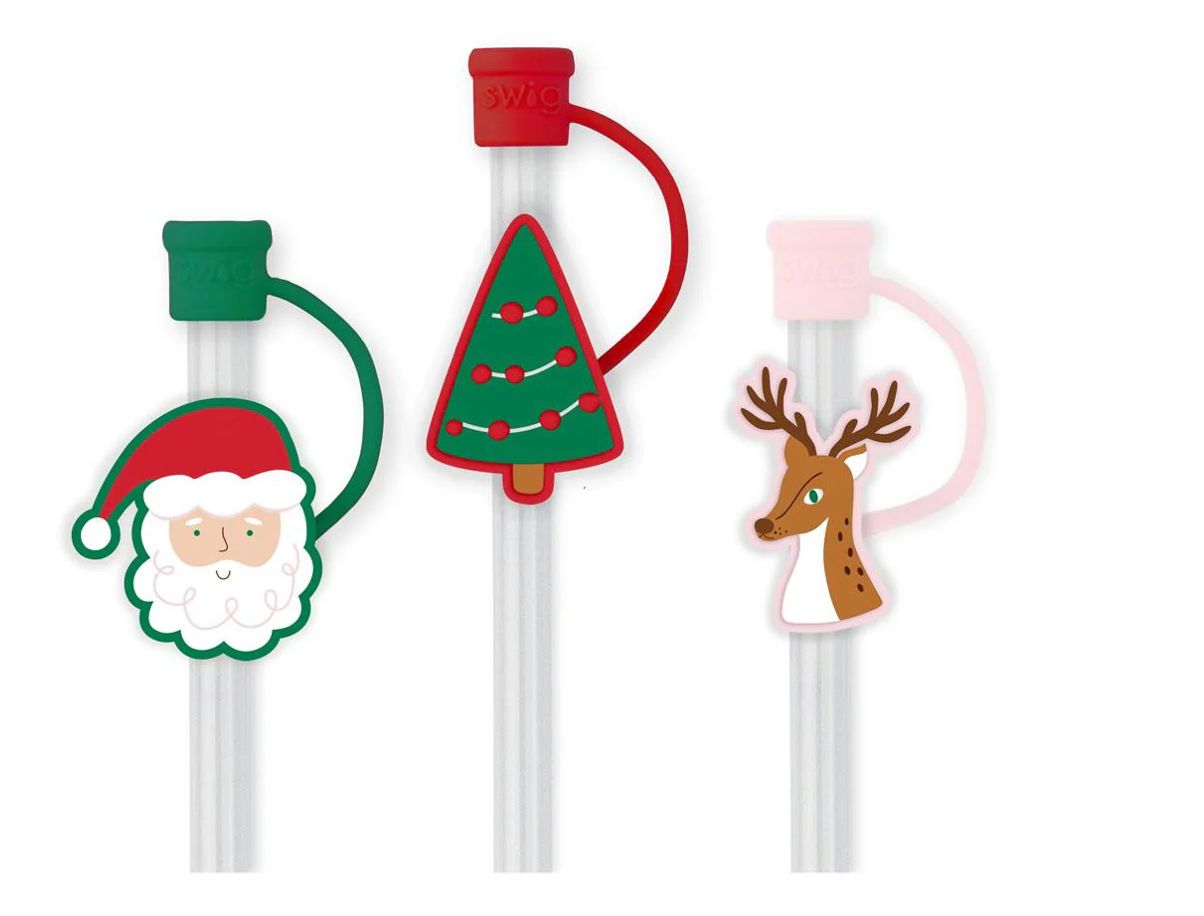 Swig Christmas Cameos Straw Topper Set