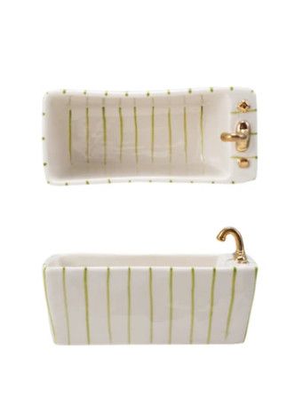 Bathtub Soap Dish | Green Stripe