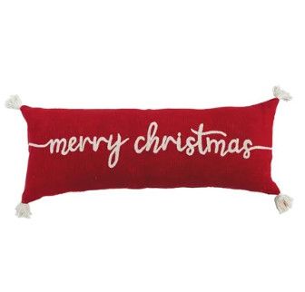 Merry Christmas Tasseled Lumbar Pillow