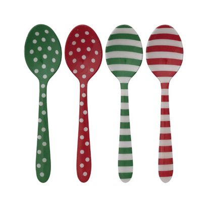 Enameled Christmas Spoon | Green Stripe