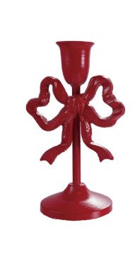 8” Metal Bow Candleholder | Red