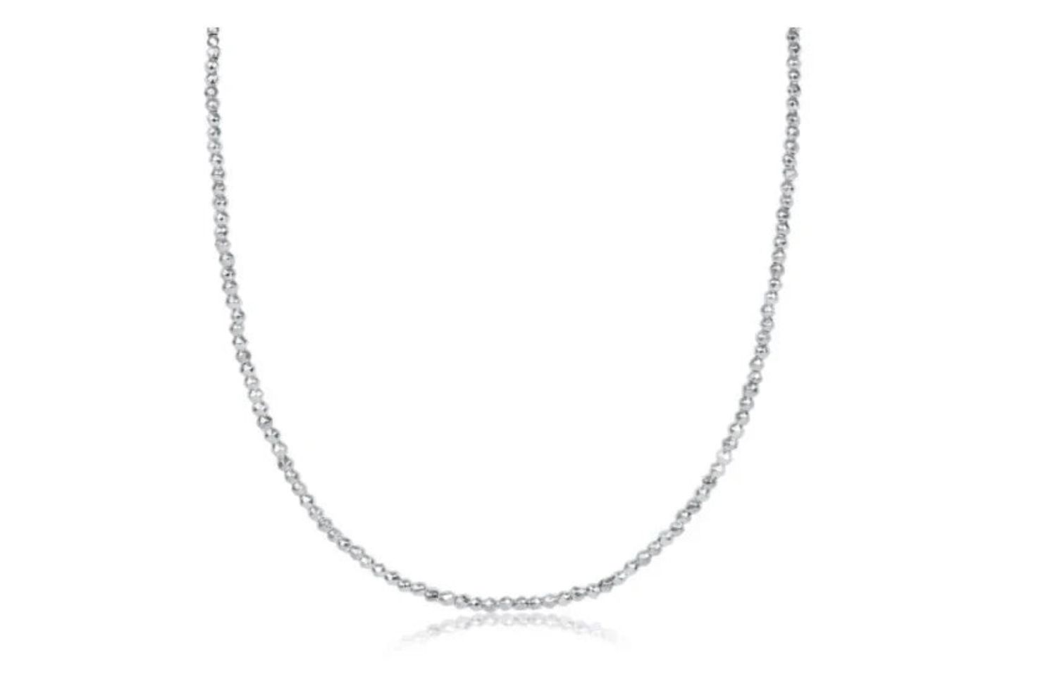 15&quot; Choker Silver Faceted Hematite 2mm  Bead