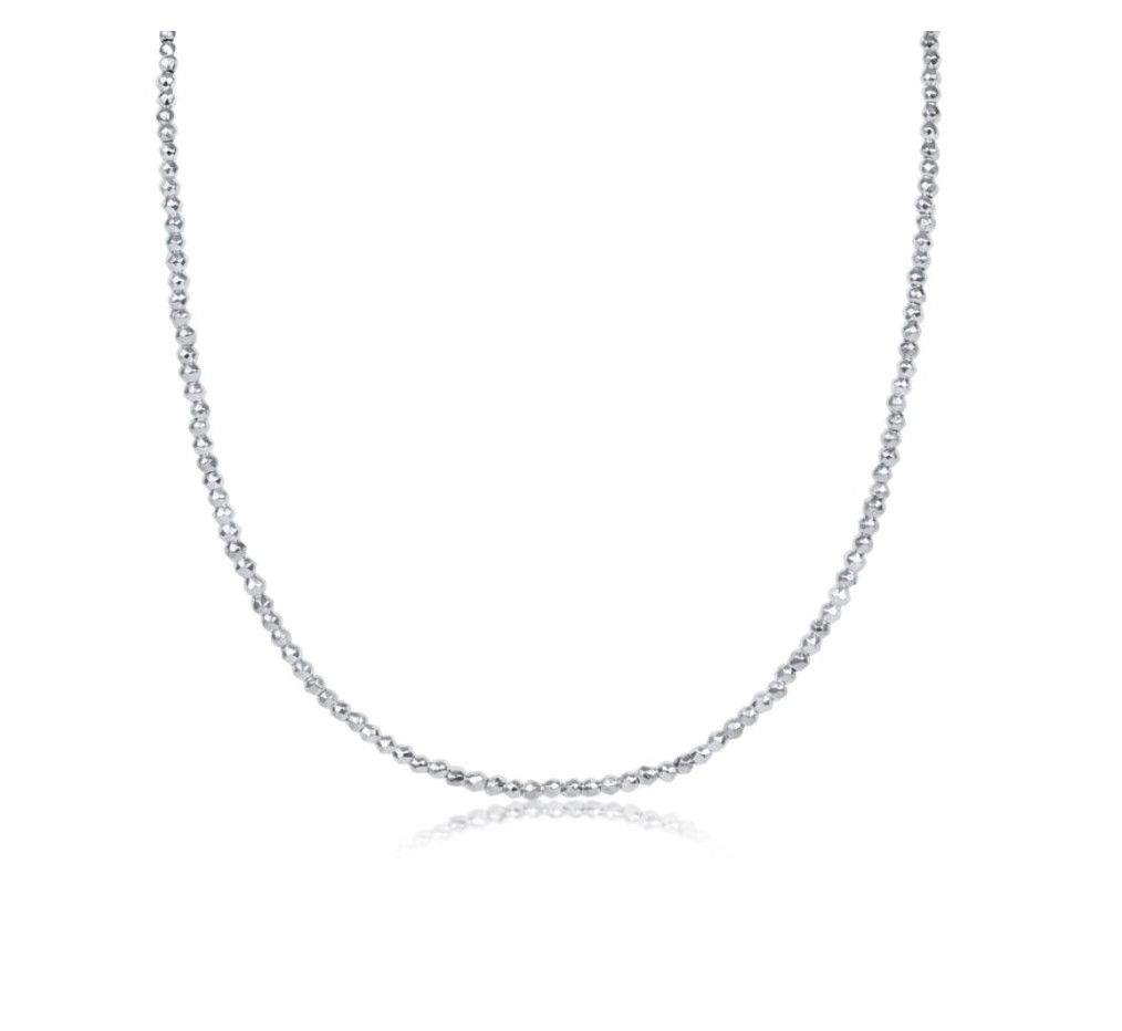 15&quot; Choker Bright Silver Faceted Hematite 2mm Bead