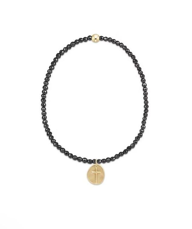Faceted Hematite 2mm Bead Bracelet Inspire Small Gold Charm