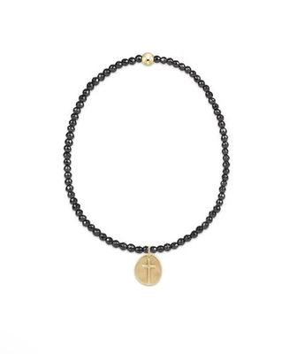 Faceted Hematite 2mm Bead Bracelet Inspire Small Gold Charm