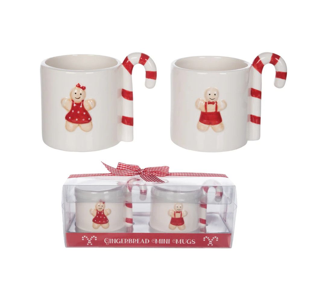 Boxed Gingerbread Embossed Icon Mini Mug Set of 2
