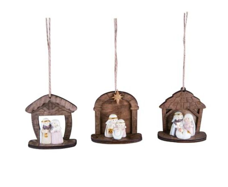 Wood Mini Nativity Ornament