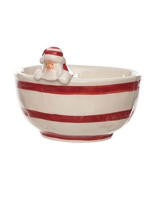 Red Striped Santa Serving Bowl