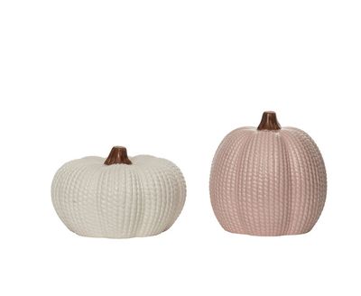 Resin Pastel Knit Pumpkin | White