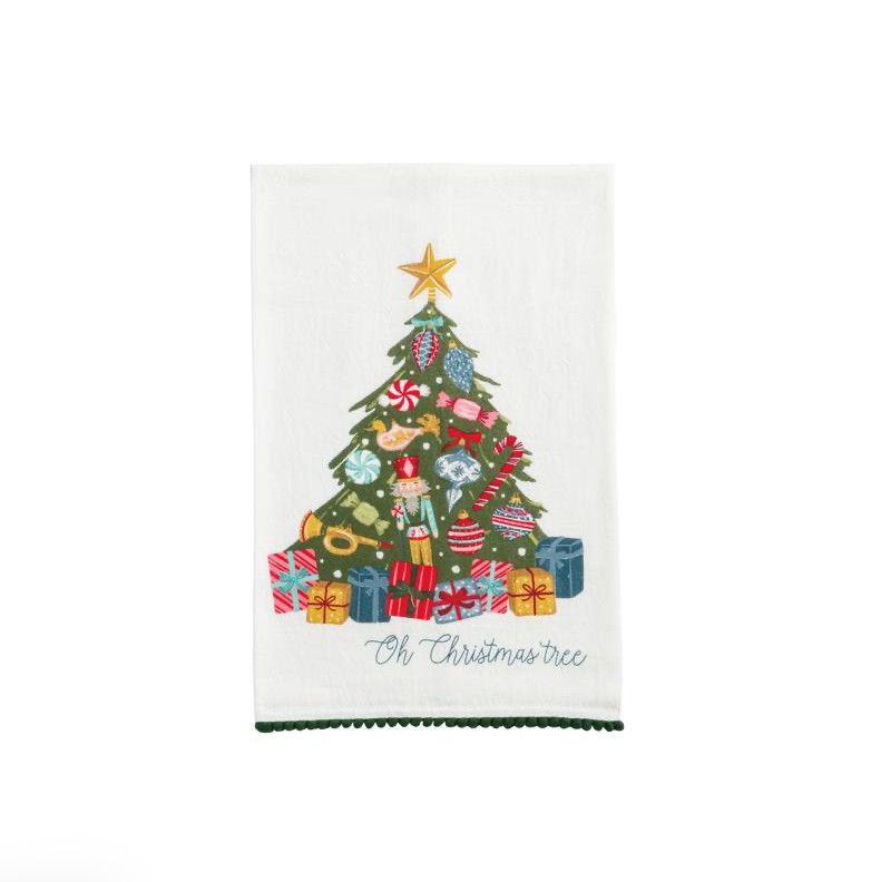 Christmas Tree Pom Trim Towel