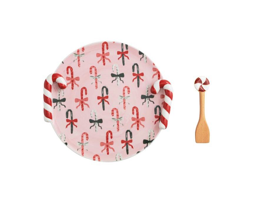 Candy Cane Cookie Plate Set