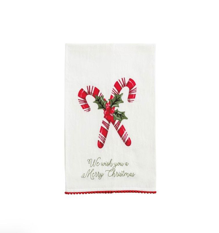 Candy Cane Pom Trim Towel