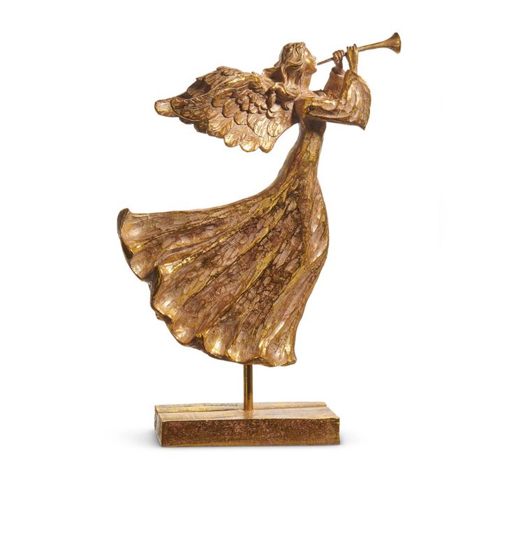 Gold Angel with Horn | 17.5&quot;