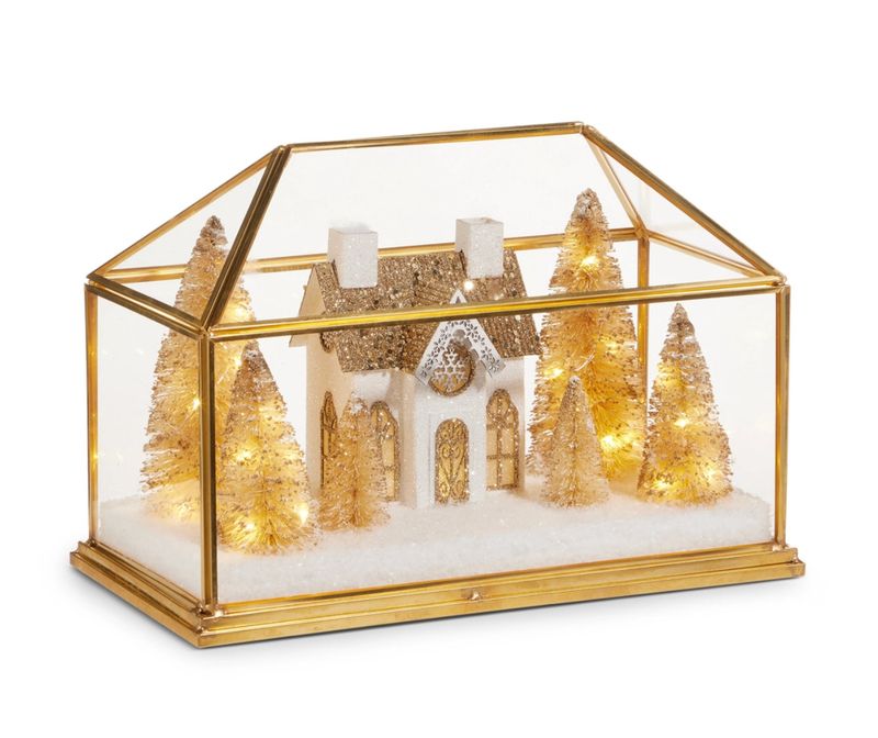 Lighted Gold House Terrarium