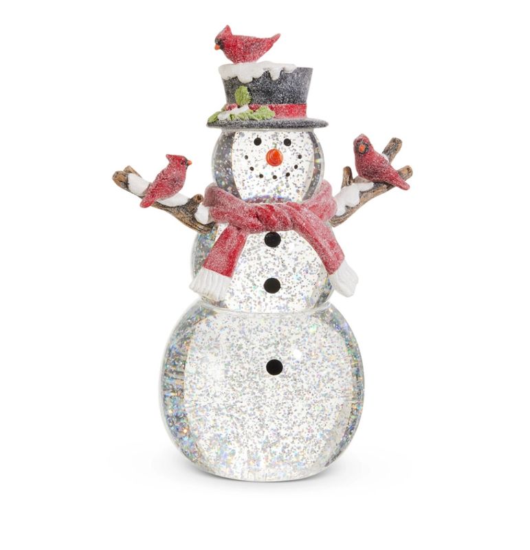 Lighted Snowman with Silver Swirling Glitter