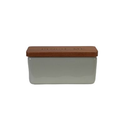 Stoneware Pinch Pot with Wood Lid